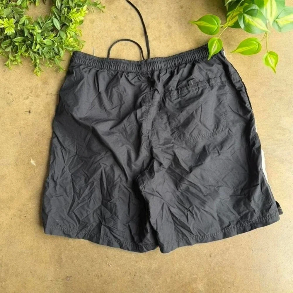 Vintage Black and grey 90s Nike spell out swim shorts size XL